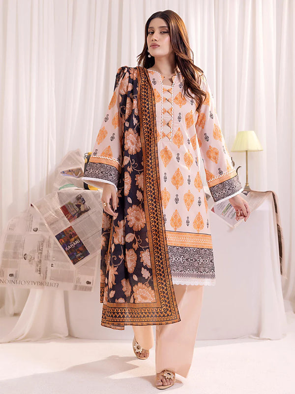3PC Unstitched Lawn Printed  Suit