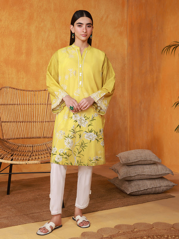 1PC Stitched Printed Embroidered Cambric Shirt