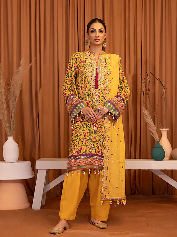 3PC UNSTITCHED EMBROIDERED LUXURY KARANDI SUIT