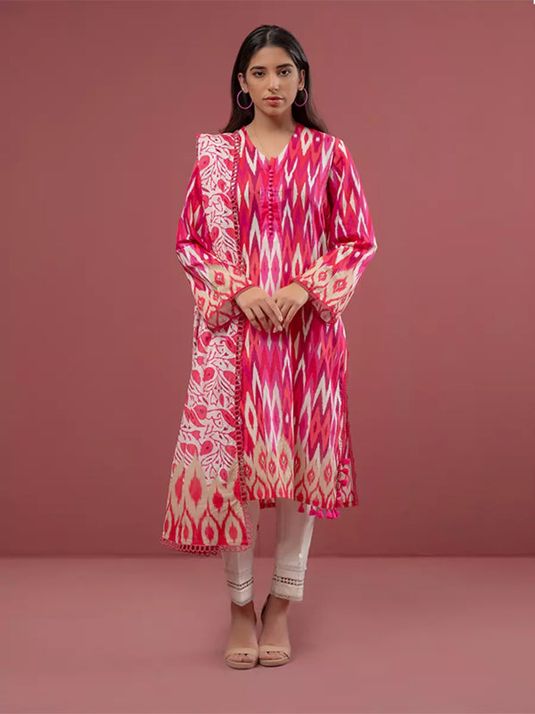 3pc Unstitched Printed Cambric Suit