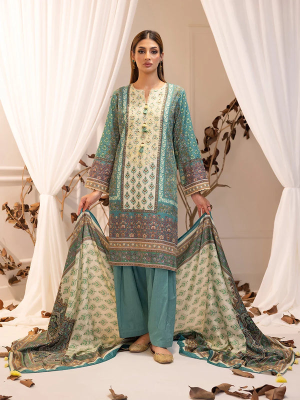 3PC UNSTITCHED LUXURY KHADDAR EMBROIDERED SUIT