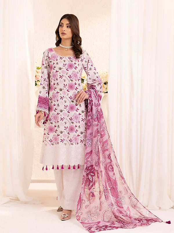 3PC UNSTITCHED PRINTKARI EMBROIDERED SUIT (CK013)