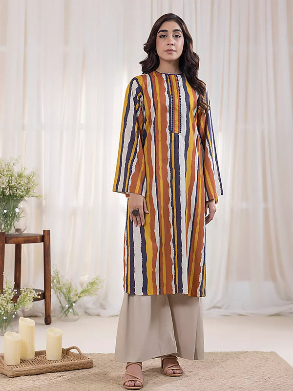 1Pc Stitched Cambric Printed shirt