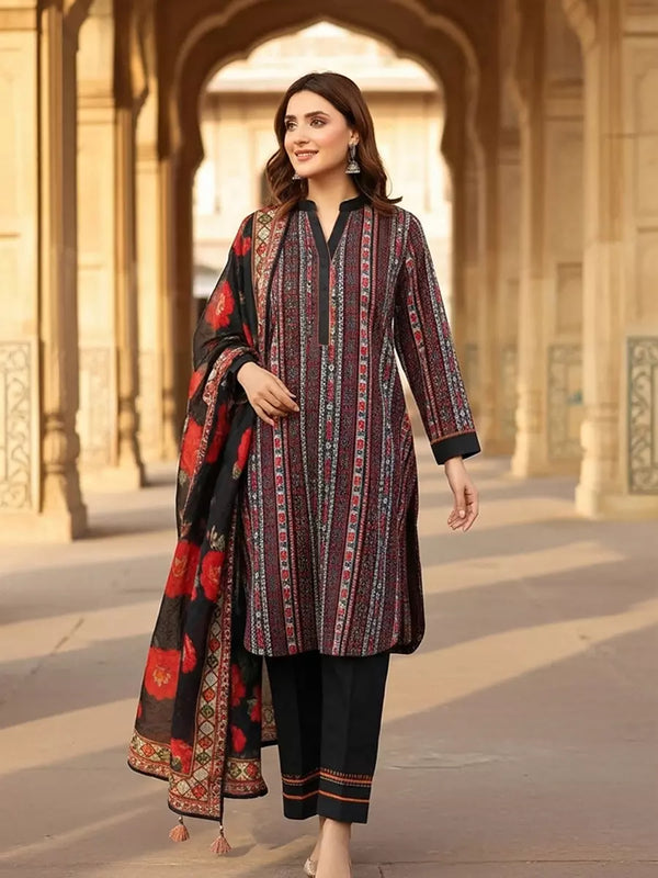 3PC Unstitched Printed Cambric Suit (SSW6U3P390)