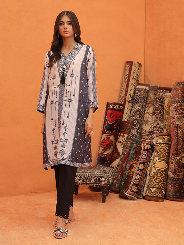 1PC Stitched Basic Printed Lawn Silk Shirt