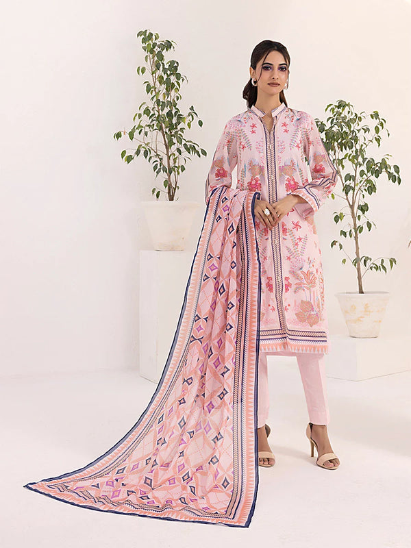 3PC Unstitched Lawn Printed  Suit