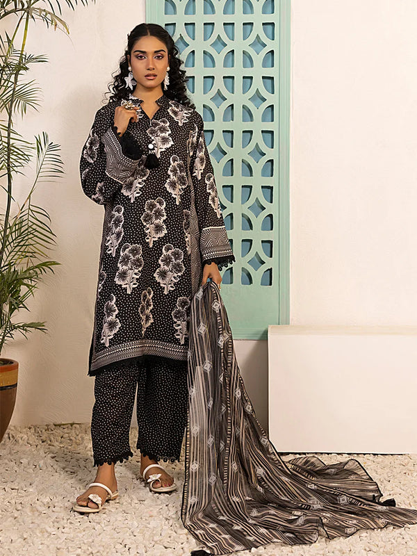 3pc Unstitched Printed Silk Lawn Suit (ASI054)