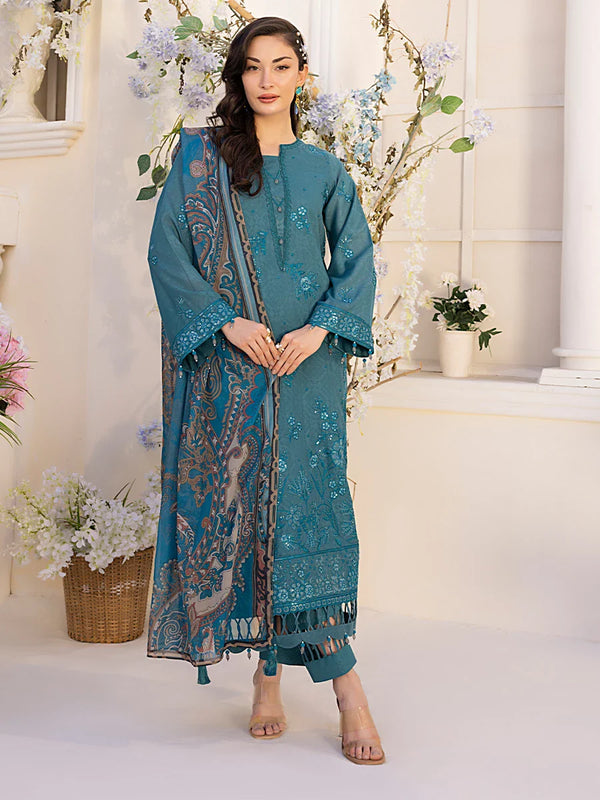 3PC Unstitched Embroidered Luxury Suit (P109)