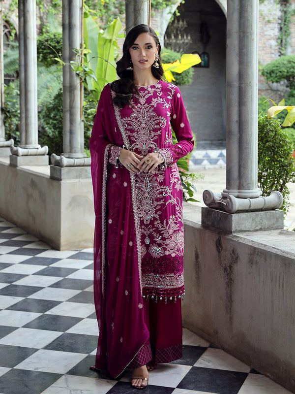 3PC STITCHED FESTIVE CHIFFON EMBROIDERED SUIT