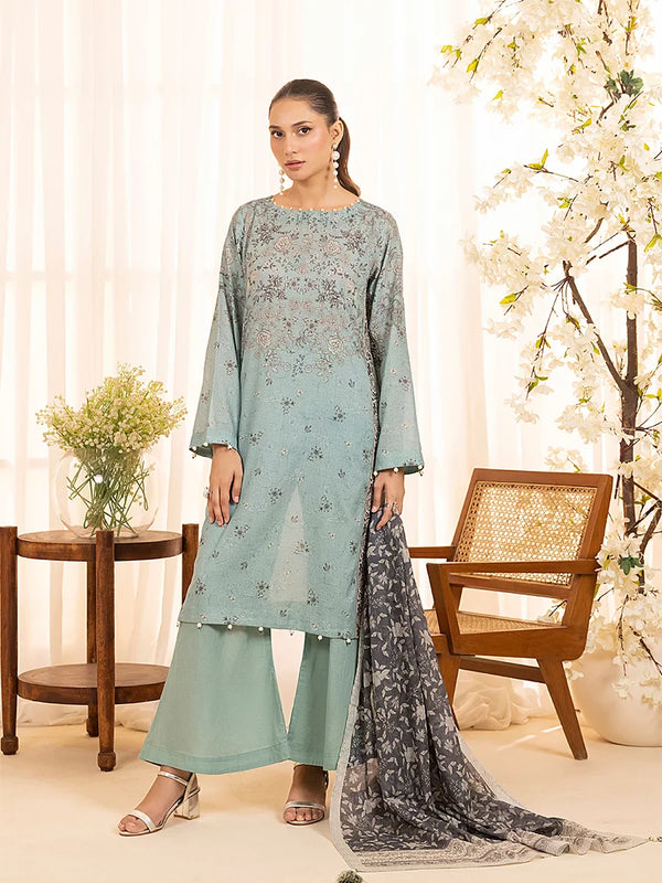 3PC Unstitched Lawn Printed  Suit (P368)