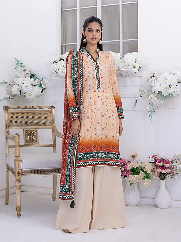 3Pc Chunri Unstitched Lawn Printed Suit (SSW6U3P263)