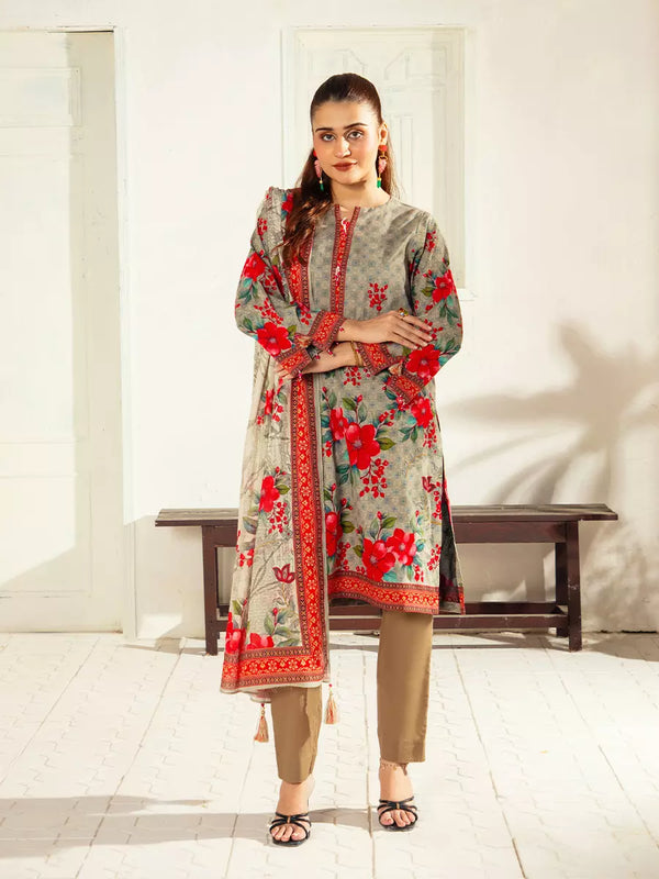3PC Unstitched Bana Dora Printed Suit (P289)