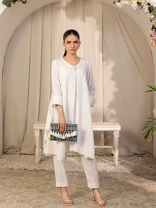 2PC Stitched Plain Crepe Dress