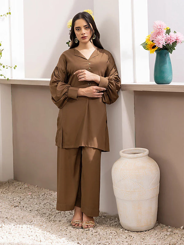 2PC Stitched Crepe Dyed Suit