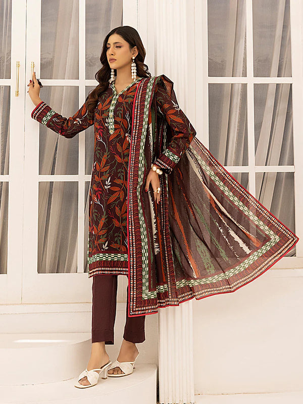 3PC Unstitched Printed Lawn Suit