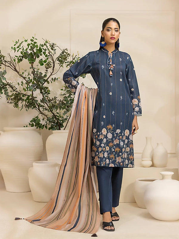 3PC Unstitched Printed Lawn Suit (P384)