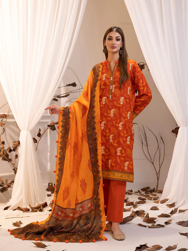 3PC UNSTITCHED LUXURY KHADDAR EMBROIDERED SUIT