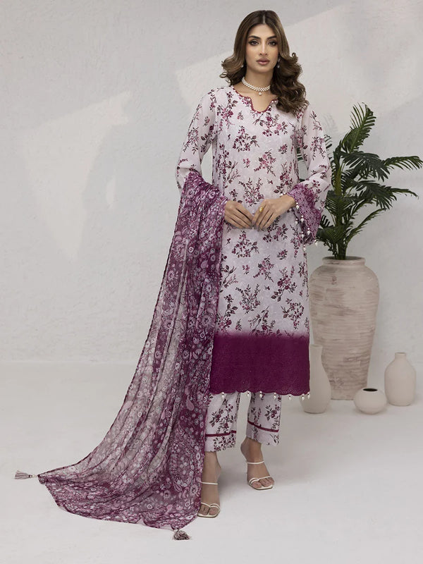 3PC UNSTITCHED PRINTKARI EMBROIDERED SUIT