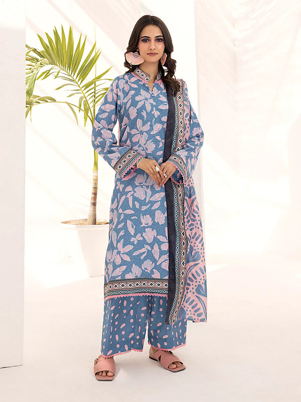 3PC Unstitched Printed Lawn Silk Suit (ASI104)