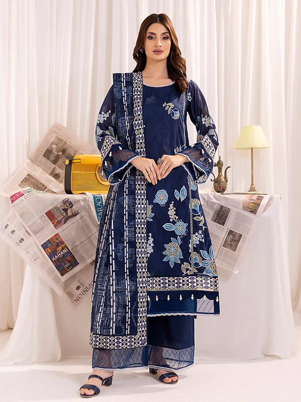3PC Unstitched Lawn Printed  Suit