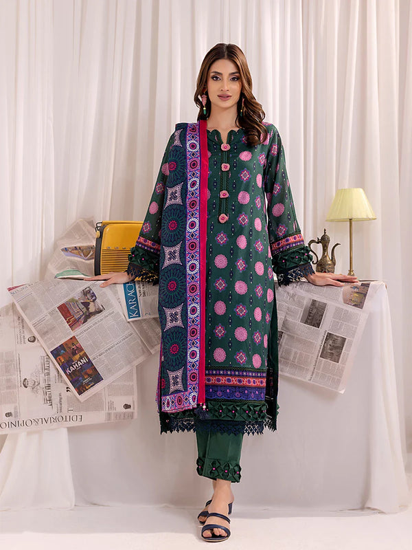 3PC Unstitched Printed Lawn Suit