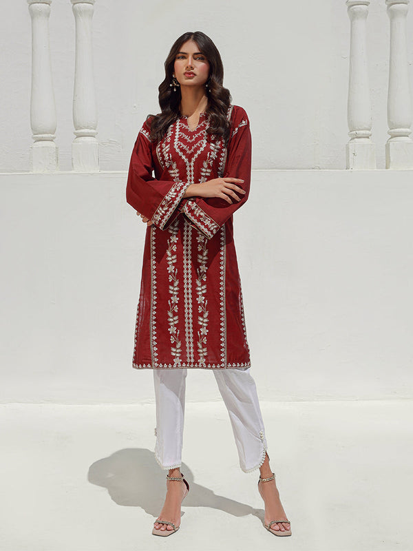 1PC Stitched Signature Embroidered Slub Shirt