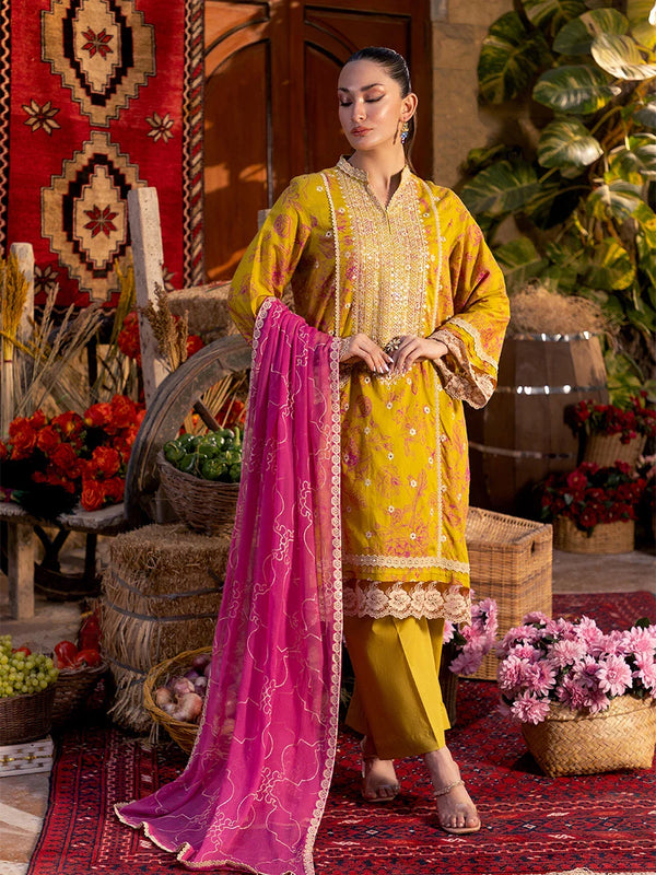 MUSTARDBLUSH-EMBROIDERED LUXURY CAMBRIC UNSTITCHED 3PCS