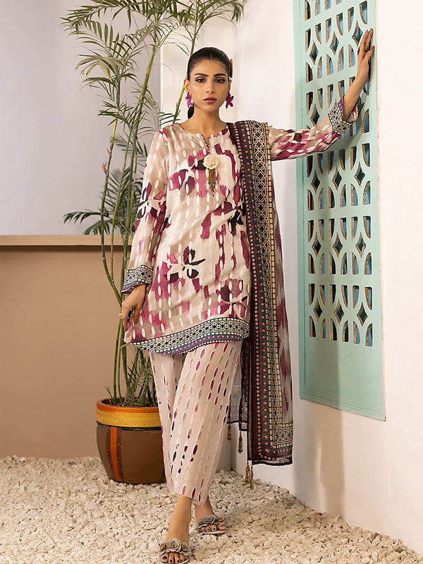 3pc Unstitched Printed Silk Lawn Suit (ASI053)