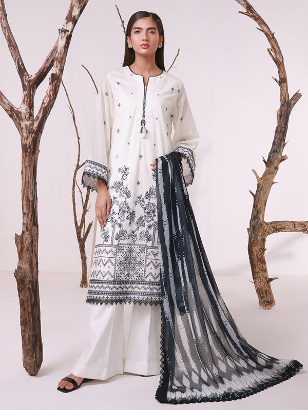 MONOCHROME EMBROIDERED LAWN SUIT (ABW020)