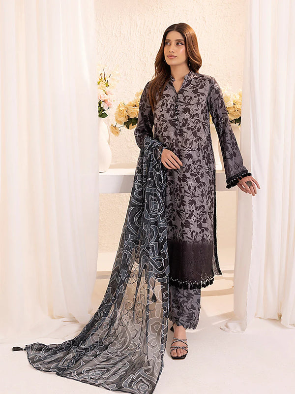 3PC UNSTITCHED PRINTKARI EMBROIDERED SUIT (CK011)