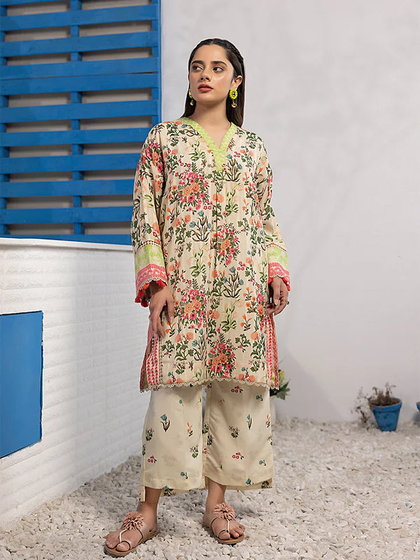 2PC (Shirt + Trouser) Stitched Cambric Printed Suit