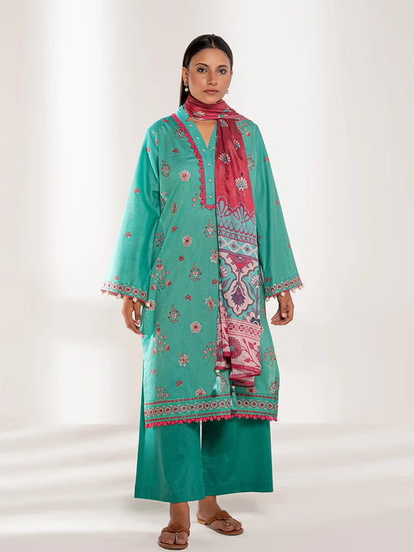3PC EMBROIDERED LAWN SUIT (ALM027)