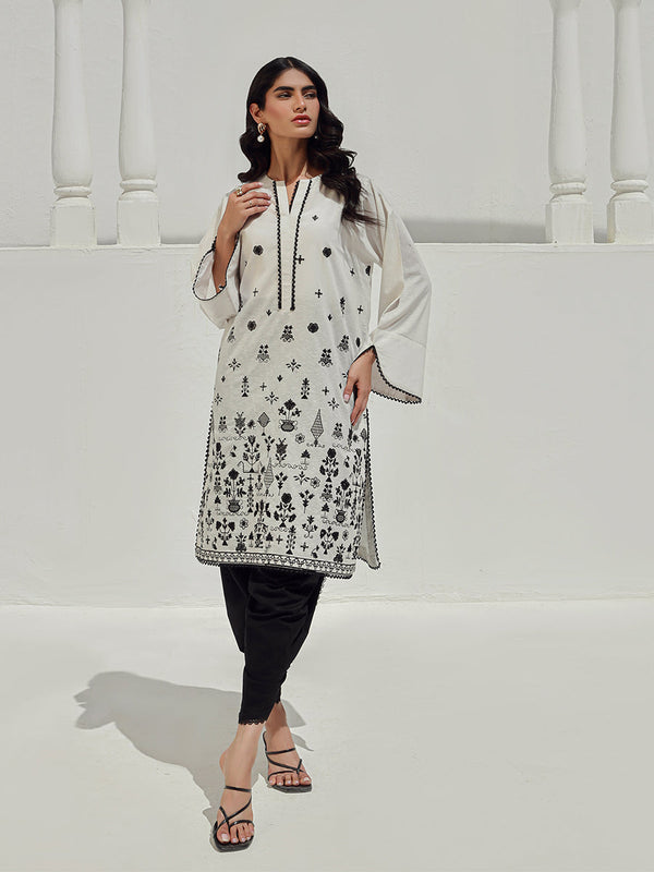 1PC Stitched Signature Dyed Embroidered Cambric Shirt