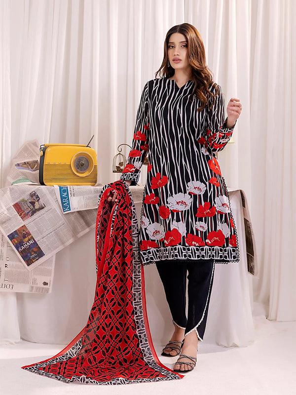 3PC Unstitched Printed Lawn Suit
