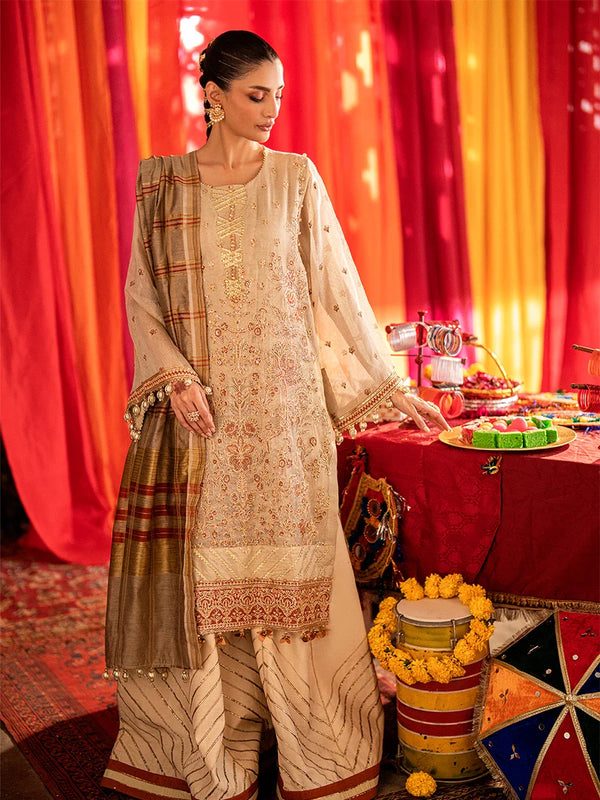 3Pc Unstitched Festive Embroidered Suit (JI011)