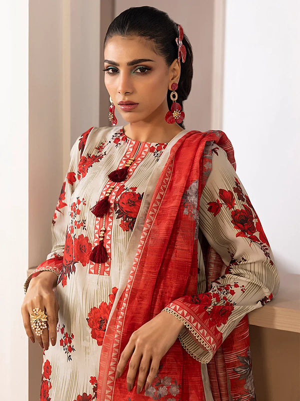 3pc Unstitched Printed Silk Lawn Suit (ASI056)