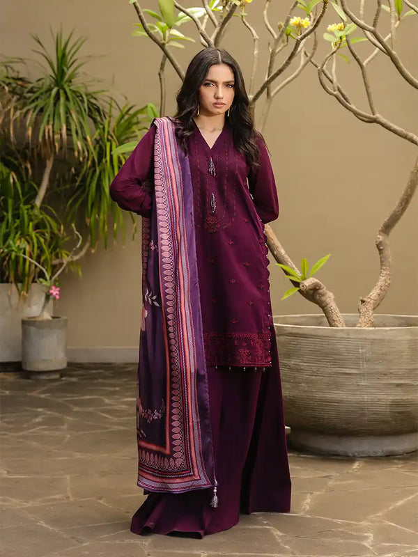 3PC Unstitched Embroidered Lawn Suit (ALM064)