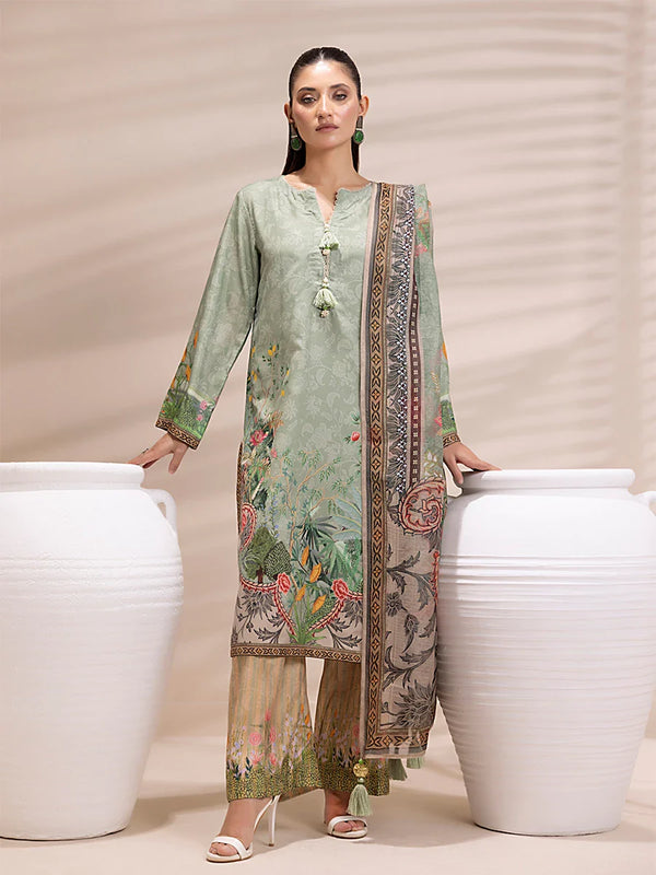 3PC Unstitched Printed Lawn Silk Suit (ASI161)