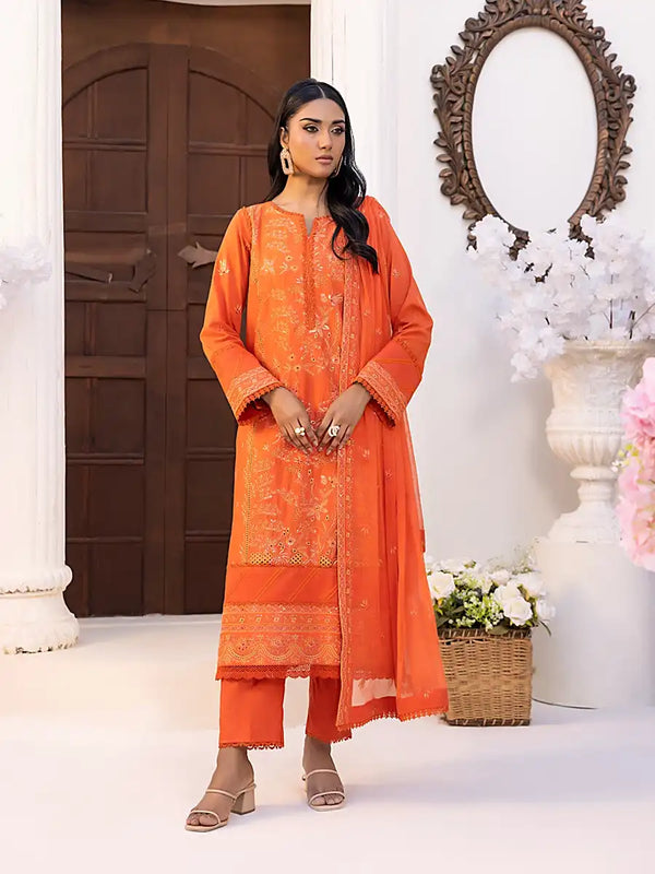 3PC Unstitched Embroidered Lawn Suit (P104)