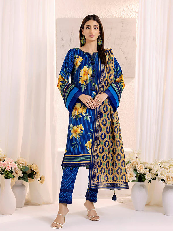 3PC Unstitched Lawn Silk Printed Suit (ASI131)