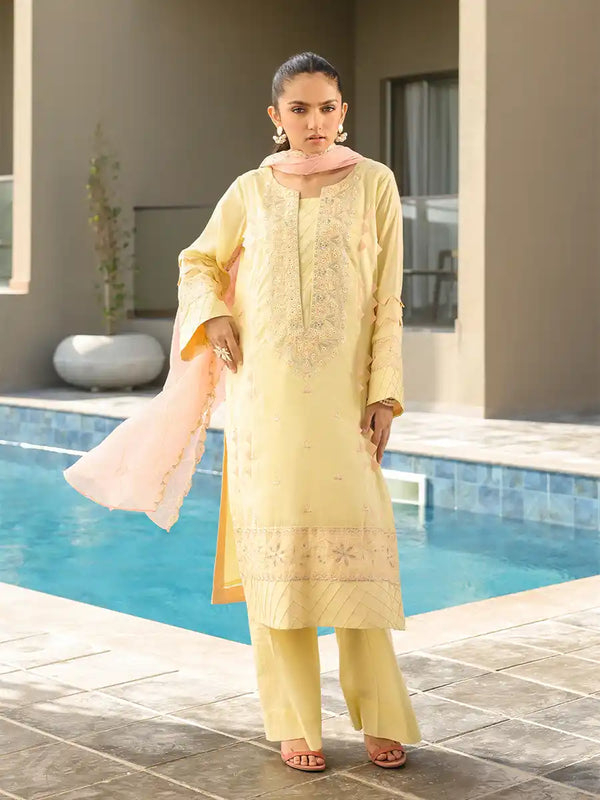 3PC Unstitched Embroidered Lawn Suit (ALM063)