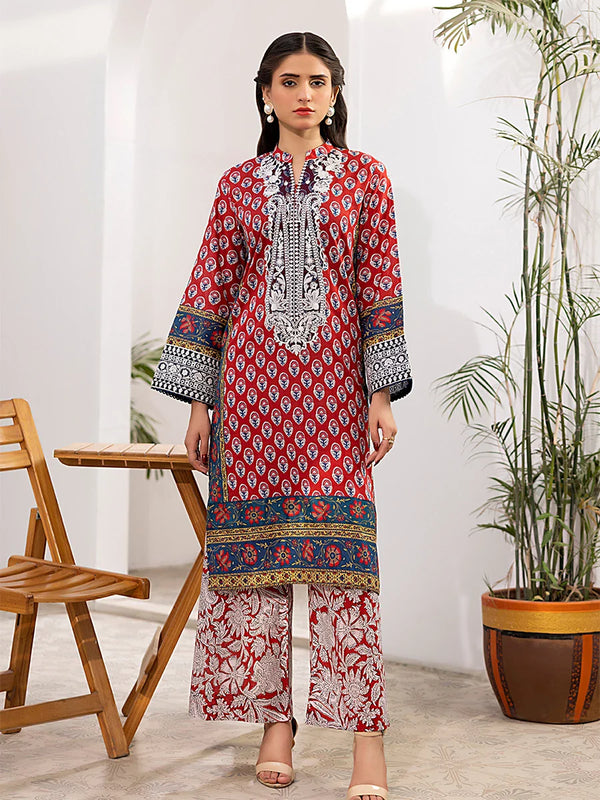2PC Stitched Cross Hatch Embroidered Suit