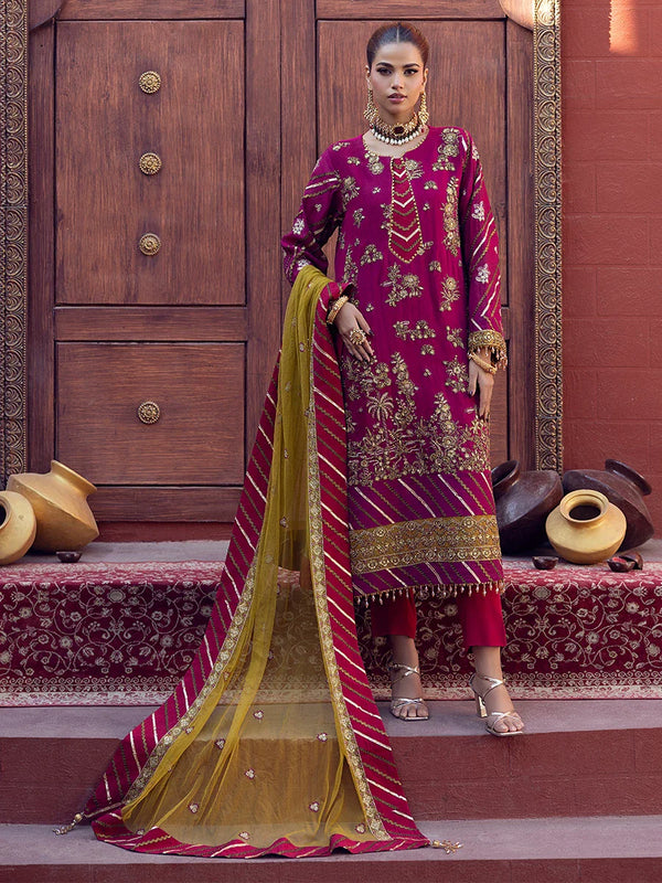 3PC Unstitched Festive Embroidered Suit (JI015)
