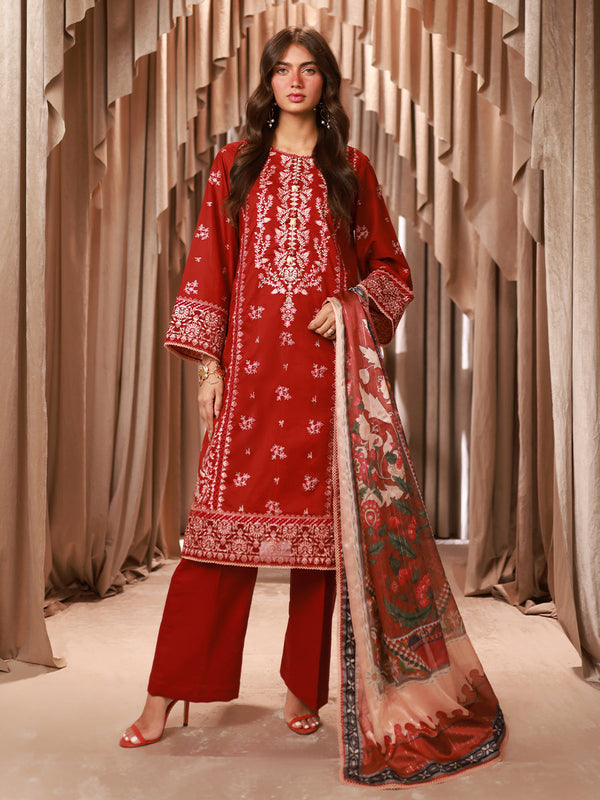 3PC STITCHED LUXURY LAWN EMBROIDERED SUIT