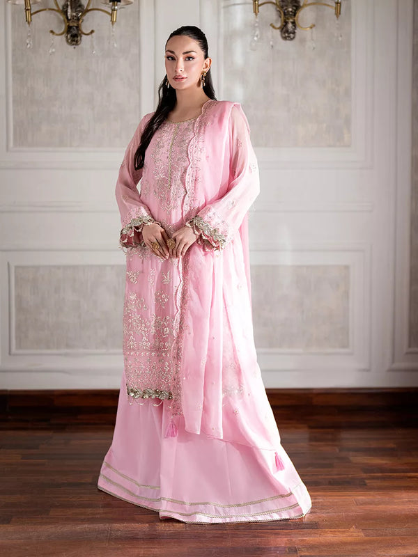 3PC Unstitched Chiffon Embroidered Suit (CH068)