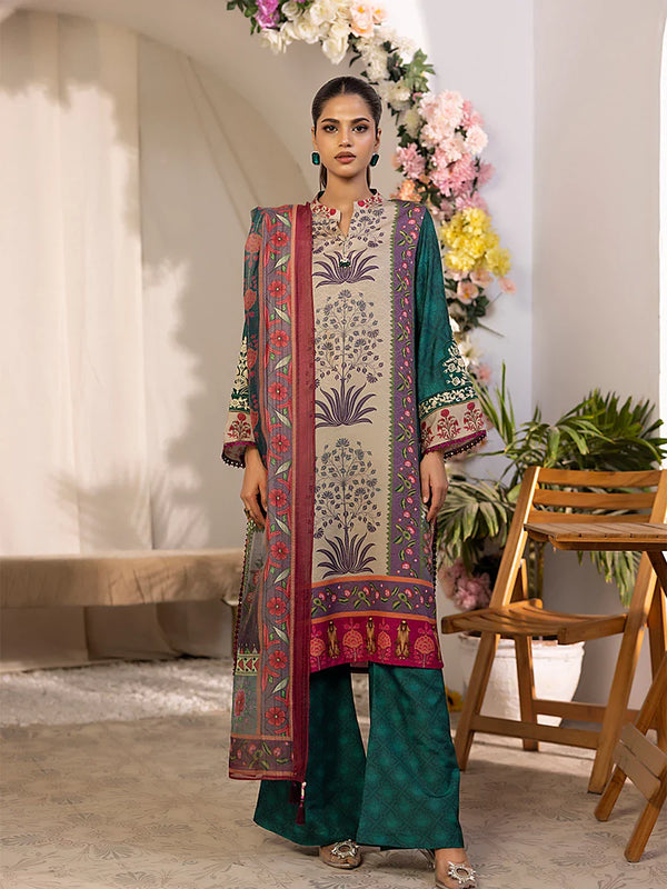 3PC Stitched Dobby Embroidered Suit (SPL3PEC042)