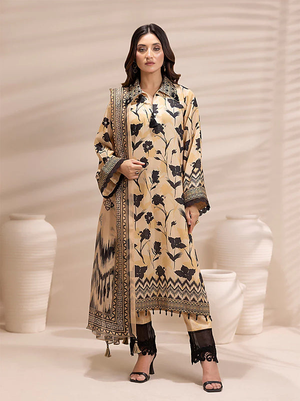 3PC Unstitched Printed Lawn Silk Suit (ASI157)