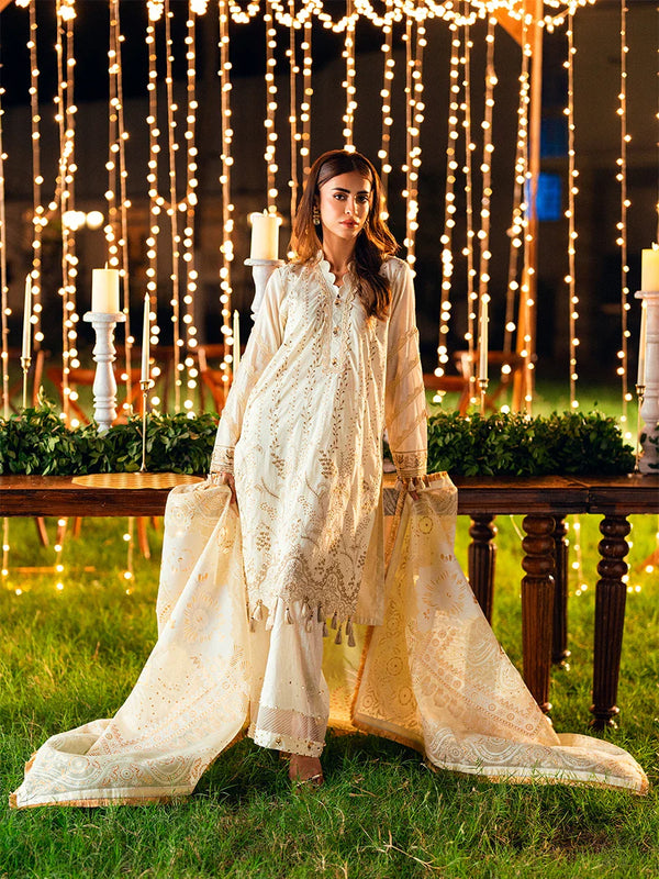 3PC Unstitched Luxury Lawn Embroidered Suit