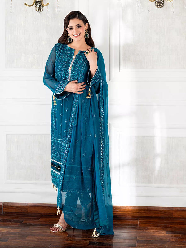 3PC Unstitched Chiffon Embroidered Suit (CH070)