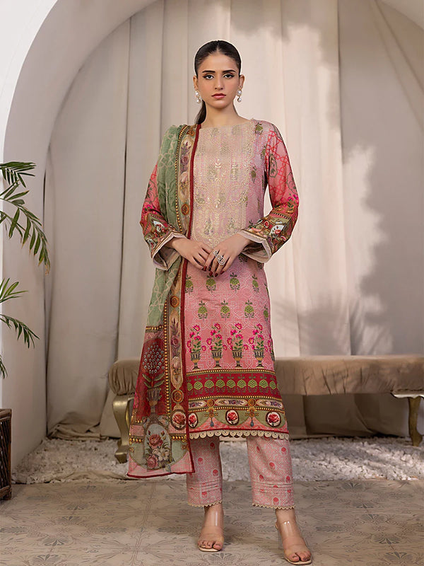 3PC Stitched Viscose Embroidered Suit (SPL3PEC043)